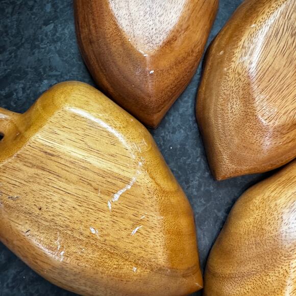 Vintage Monkeypod Pepper Bowls – Hand-Carved Wood Tropical Serving Set (4) - Picture 5 of 6